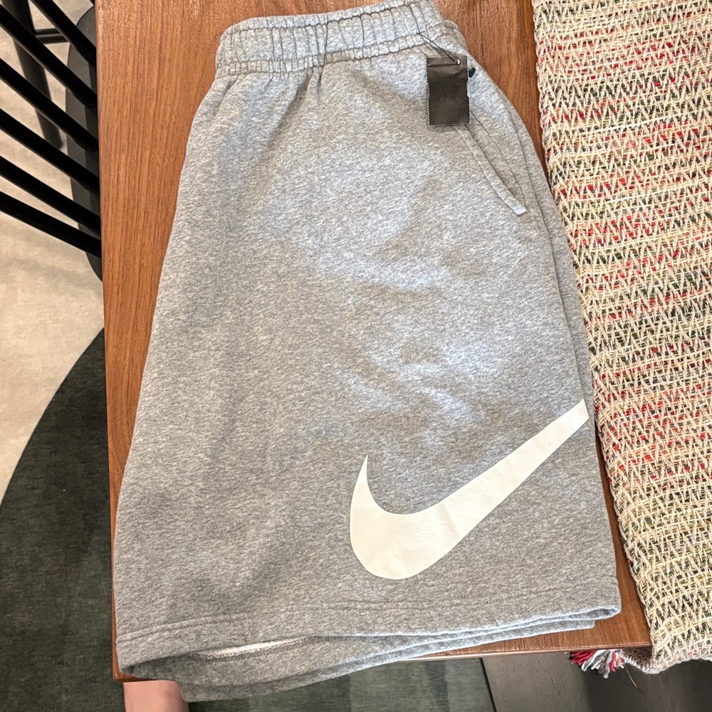 Nike Mens Light Gray Shorts with White Swoosh